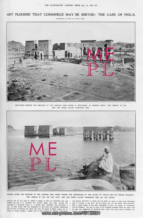 : Aswan Dam floods Temple of Isis at Philae : Aswan Dam floods Temple of Isis at Philae