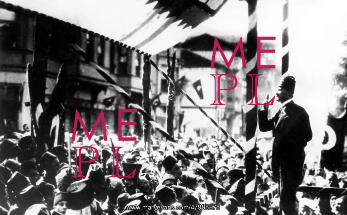 : Ataturk addressing a crowd : Ataturk addressing a crowd