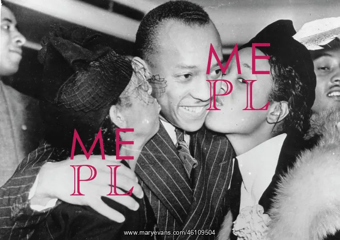 : The athlete Jesse Owens is greeted upon : The athlete Jesse Owens is greeted upon