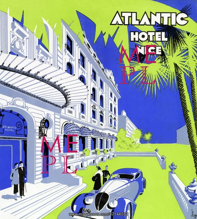 : Atlantic Hotel, Nice - art deco leaflet cover : Atlantic Hotel, Nice - art deco leaflet cover