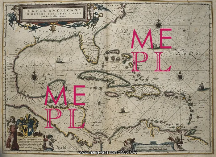 : Atlas Novus, 17th c.. Map of the Caribbean : Atlas Novus, 17th c.. Map of the Caribbean