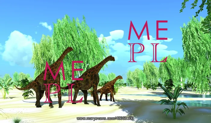 : Two Atlasaurus dinosaurs escort a juvenile to a pond : Two Atlasaurus dinosaurs escort a juvenile to a pond