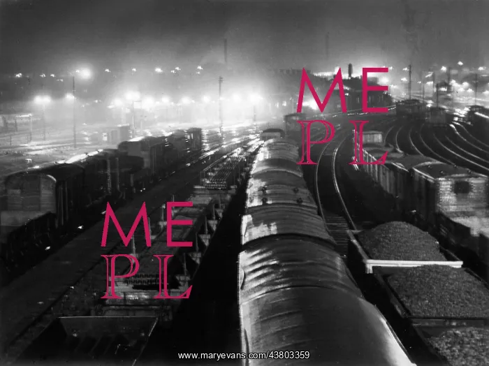  : Atmospheric view of a railway station at night