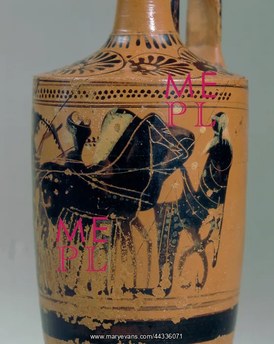 : Attic lekythos with black figures : Attic lekythos with black figures