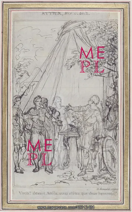 : Attila. Theatre de Corneille : Attila (1). Drawing by Gravelot. Paris : Attila. Theatre de Corneille : Attila (1). Drawing by Gravelot. Paris