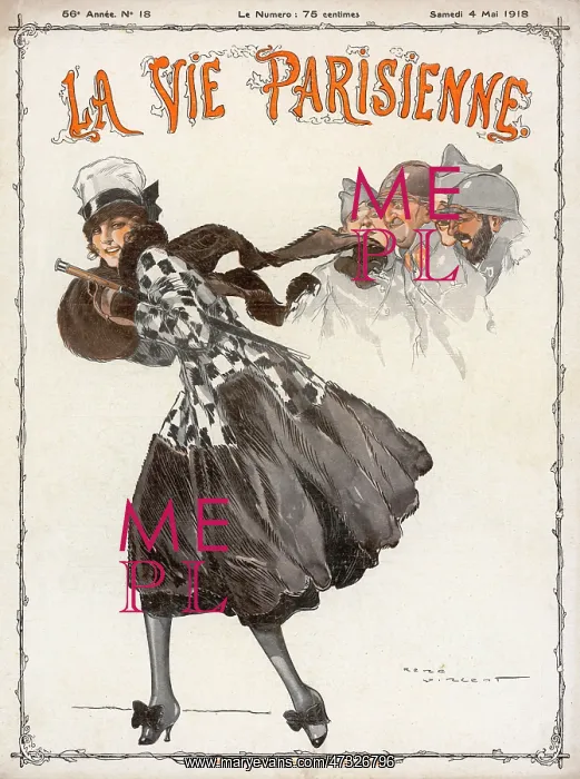 : An attractive Parisienne with admirers 1918 : An attractive Parisienne with admirers 1918