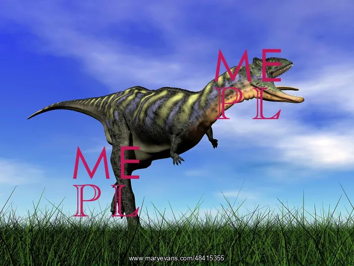 : Aucasaurus dinosaur running in the grass : Aucasaurus dinosaur running in the grass