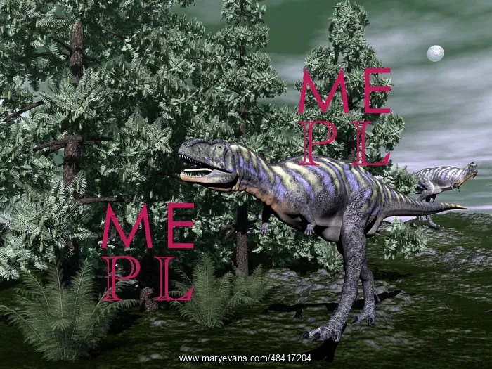 : Aucasaurus dinosaur amongst wollemia trees and onychiopsis ? : Aucasaurus dinosaur amongst wollemia trees and onychiopsis ?