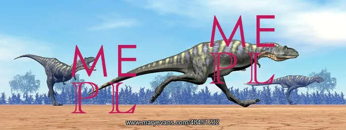  : Three Aucasaurus dinosaurs running in the desert
