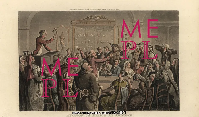  : An auctioneer takes bids on the garter of the Blessed