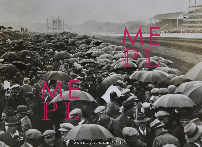  : Audience in heavy rain at the races