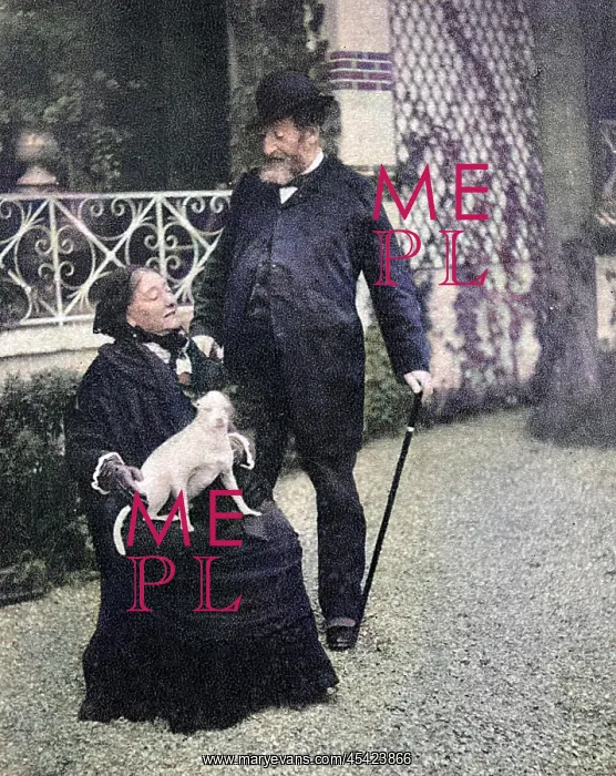 : AUGIER. EMILE AUGIER (1820 - 1889), French playwright, posing for the camera with his wife : AUGIER. EMILE AUGIER (1820 - 1889), French playwright, posing for the camera with his wife