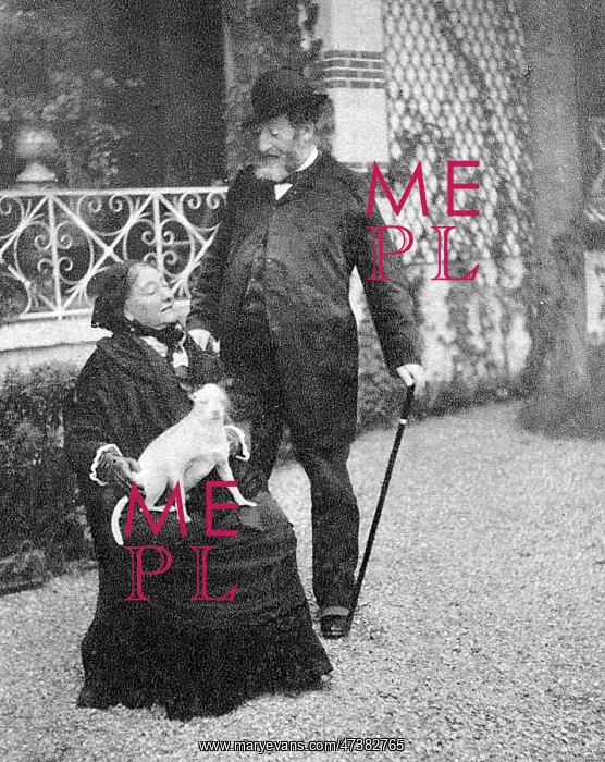 : AUGIER. EMILE AUGIER (1820 - 1889), French playwright, posing for the camera with his wife : AUGIER. EMILE AUGIER (1820 - 1889), French playwright, posing for the camera with his wife