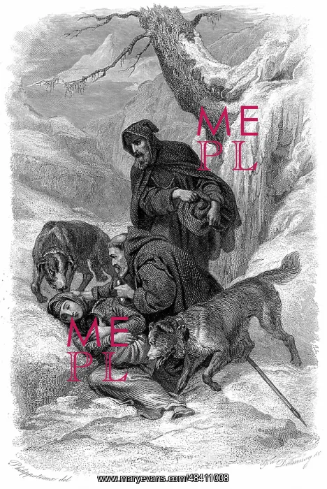 : Augustinian canons and their St Bernard dogs from : Augustinian canons and their St Bernard dogs from