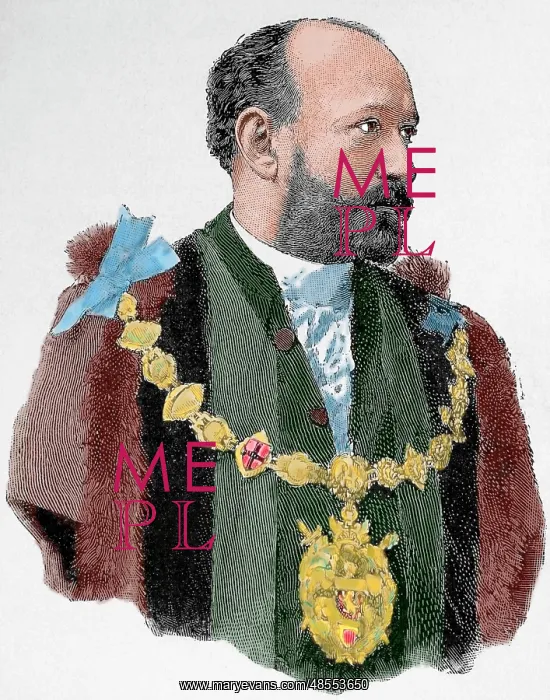 : Augustus Harris (1852-1896). Engraving. Colored : Augustus Harris (1852-1896). Engraving. Colored