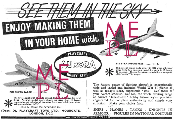 : Aurora Model Aircraft Construction Kits 1959 : Aurora Model Aircraft Construction Kits 1959