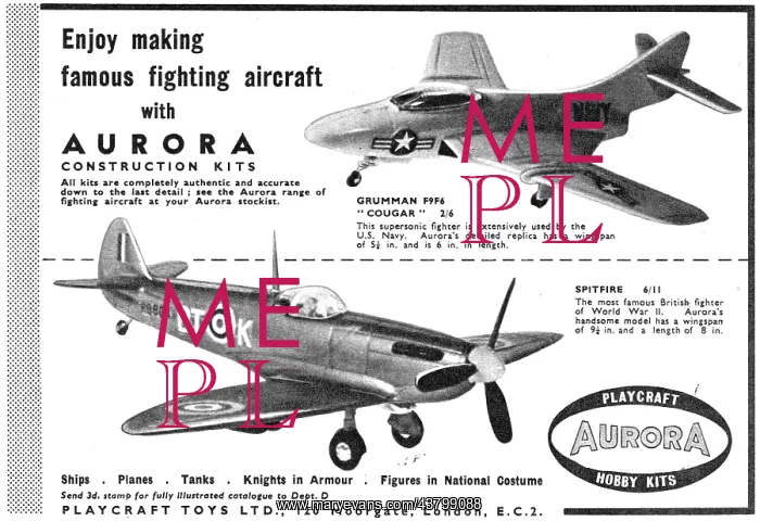: Aurora Model Aircraft Construction Kits 1959 : Aurora Model Aircraft Construction Kits 1959
