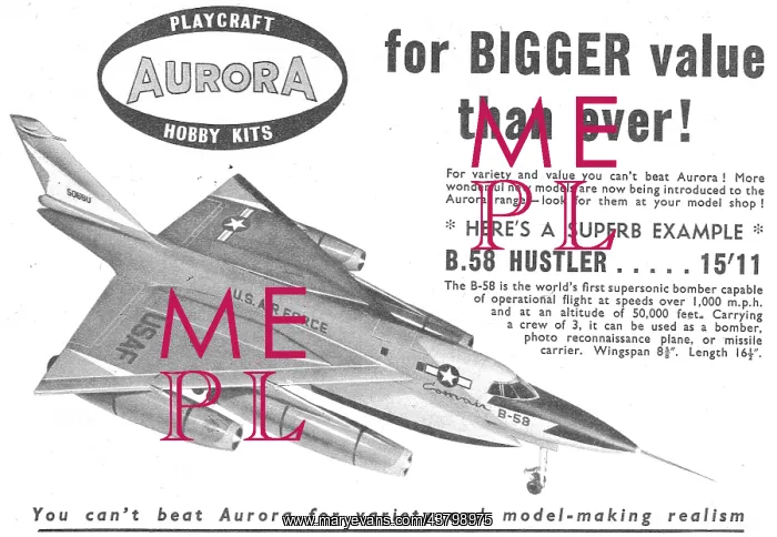 : Aurora Model Aircraft Construction Kits B.58 Hustler 1959 : Aurora Model Aircraft Construction Kits B.58 Hustler 1959