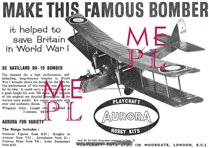 : Aurora Model Aircraft Construction Kits - DH-10 Bomber : Aurora Model Aircraft Construction Kits - DH-10 Bomber