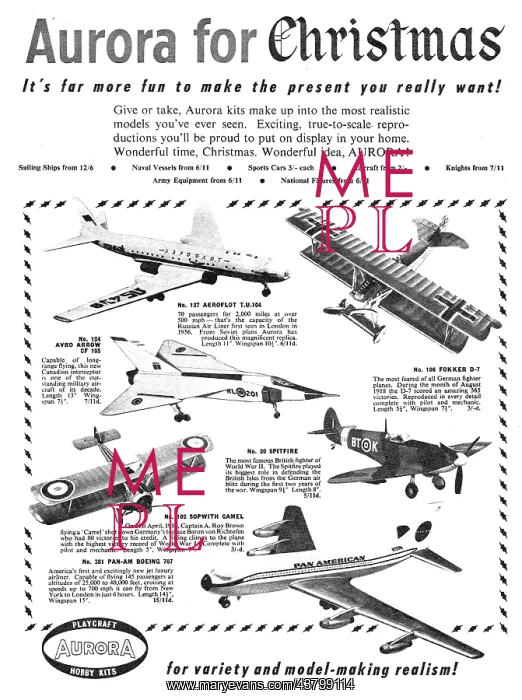 : Aurora Model Aircraft Kits 1960 : Aurora Model Aircraft Kits 1960