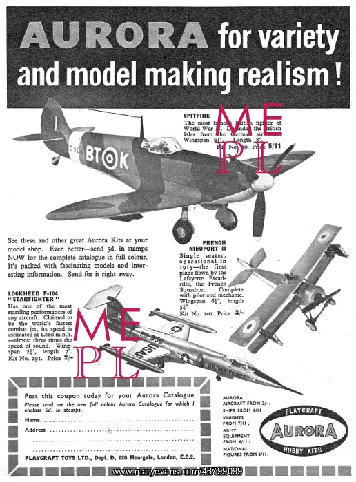 : Aurora Model Aircraft Kits Spitfire, Starfighter & Nieuport : Aurora Model Aircraft Kits Spitfire, Starfighter & Nieuport