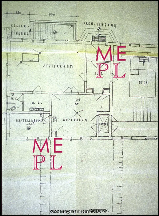 : Detail of Auschwitz plan showing autopsy room etc : Detail of Auschwitz plan showing autopsy room etc