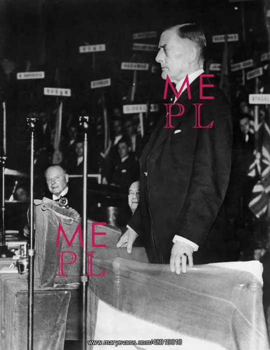: Austen Chamberlain during a commemorative speech, 1936 : Austen Chamberlain during a commemorative speech, 1936