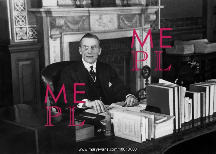 : Austen Chamberlain at his desk, 1929 : Austen Chamberlain at his desk, 1929