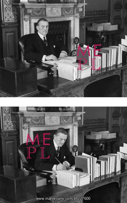 : Austen Chamberlain at his desk, 1929 : Austen Chamberlain at his desk, 1929