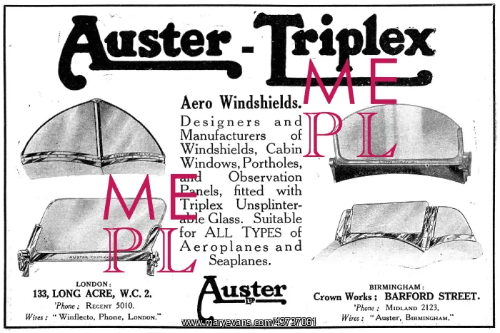 : Auster-Triplex Aero Windshields & Observation Panels : Auster-Triplex Aero Windshields & Observation Panels