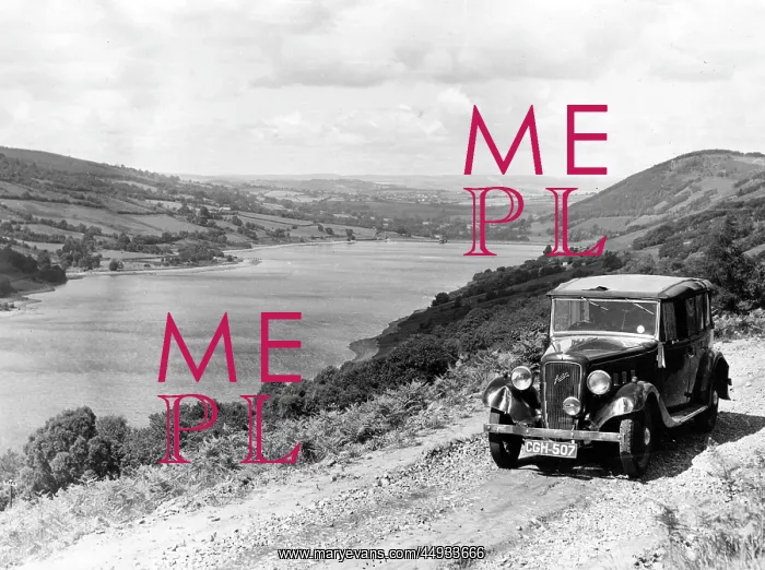 : Austin car, Talybont Reservoir, Brecon Beacons, Wales : Austin car, Talybont Reservoir, Brecon Beacons, Wales