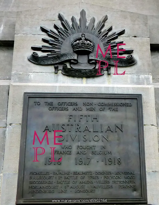 : Australian 5th Division Memorial, plaque detail, Polygon Woo : Australian 5th Division Memorial, plaque detail, Polygon Woo