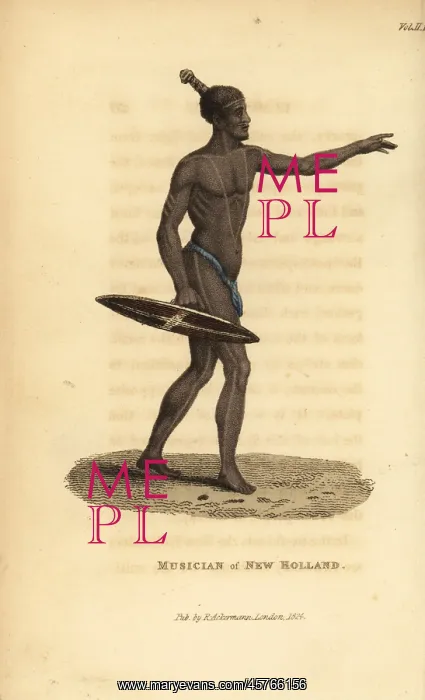 : Australian aboriginal with a shield used as : Australian aboriginal with a shield used as