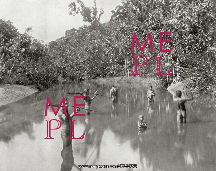 : Australian Aborigines spearing fish : Australian Aborigines spearing fish
