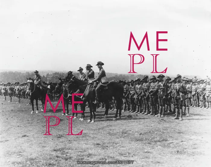 : Australian Infantry inspection, Ebblinghem, France, WW1 : Australian Infantry inspection, Ebblinghem, France, WW1