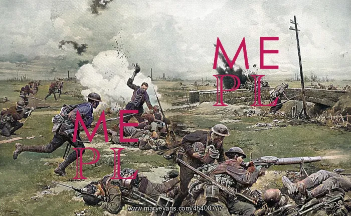 : Australian troops counter-attack at Amiens, WW1 : Australian troops counter-attack at Amiens, WW1