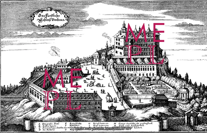 : Austria, castles, Ambrass Castle, copper engraving : Austria, castles, Ambrass Castle, copper engraving