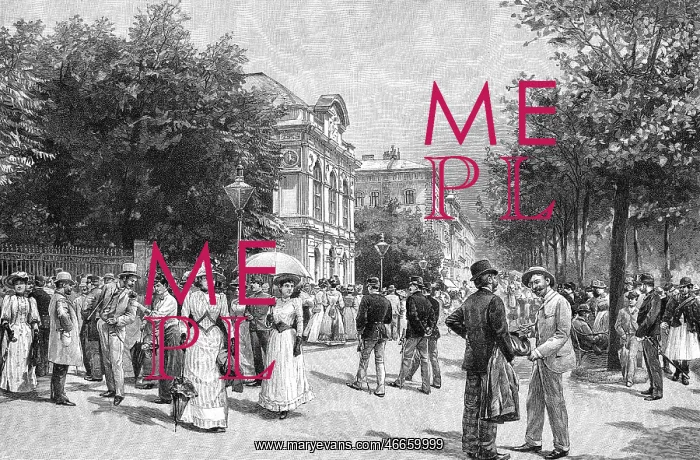 : Austria, Vienna, Ringstrasse, circa 1890, drawing : Austria, Vienna, Ringstrasse, circa 1890, drawing