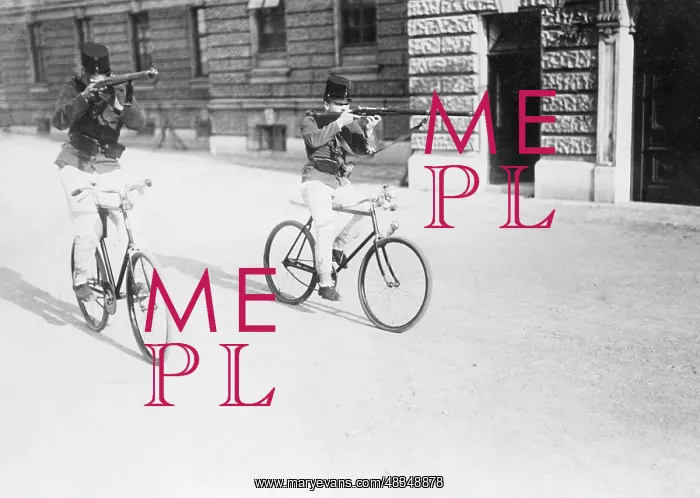 : Austrian cadets on bicycle, 1910 : Austrian cadets on bicycle, 1910