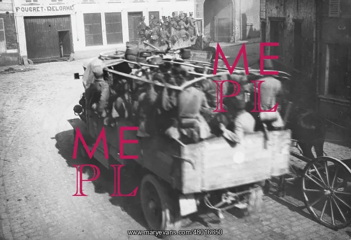 : Austrian infantry in trucks, Western Front, WW1 : Austrian infantry in trucks, Western Front, WW1