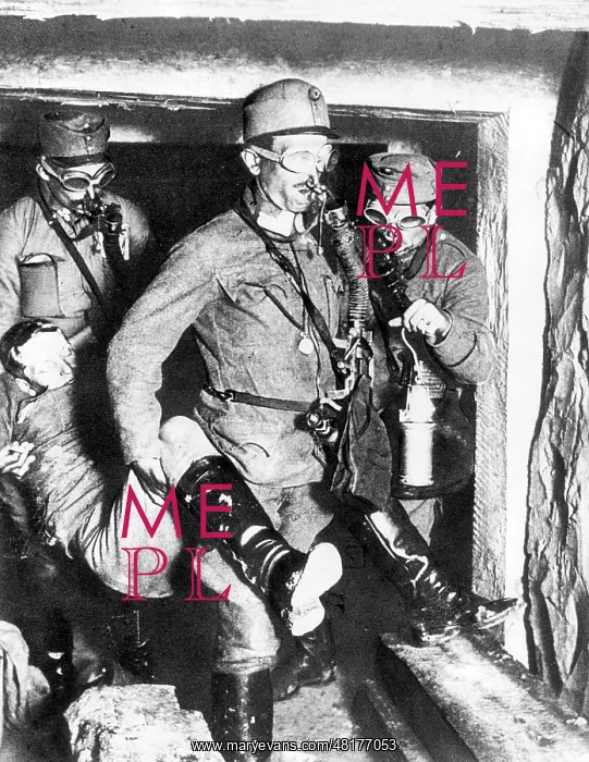 : Austrian miners in a tunnel, 1918 : Austrian miners in a tunnel, 1918