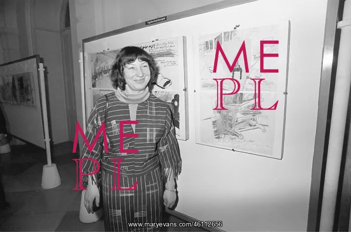 : Austrian painter Linde Waber at her exhibition : Austrian painter Linde Waber at her exhibition