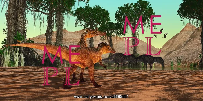 : Austroraptor dinosaurs watch a pair of Amargasaurus : Austroraptor dinosaurs watch a pair of Amargasaurus