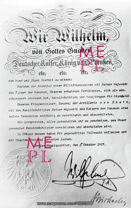 : Authorisation of a German-Turkish military contract, 1917 : Authorisation of a German-Turkish military contract, 1917