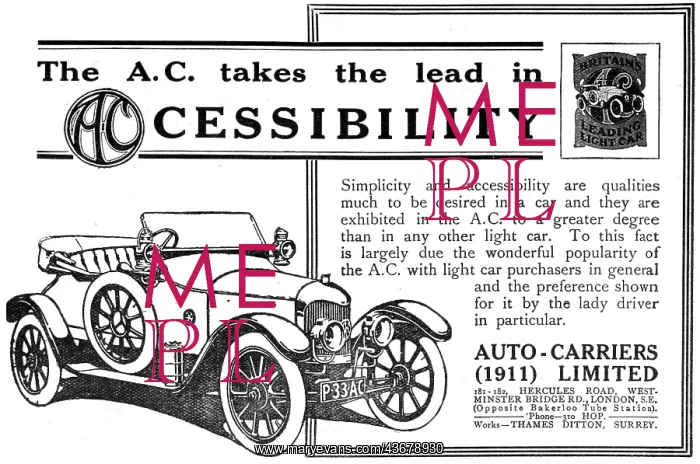 : Auto-Carriers. 1917 A.C.Cars : Auto-Carriers. 1917 A.C.Cars
