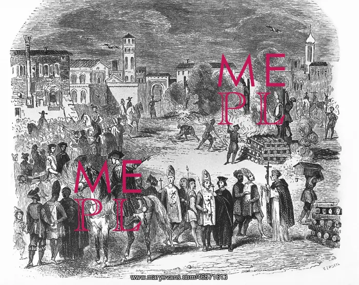: Auto-da-fe of the Spanish Inquisition. Engraving : Auto-da-fe of the Spanish Inquisition. Engraving