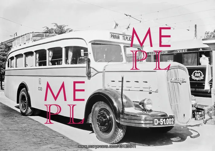  : Autobus. Czechoslovakia 1937, schedueled bus line Prague - Teplice