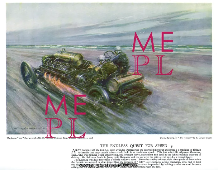 : Autocar Poster -- speed record on Saltburn Sands : Autocar Poster -- speed record on Saltburn Sands