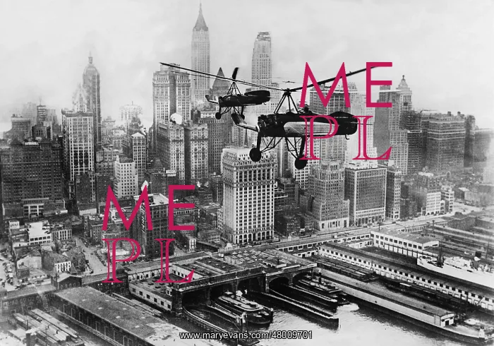 : Autogyro planes over New York, 1930 : Autogyro planes over New York, 1930