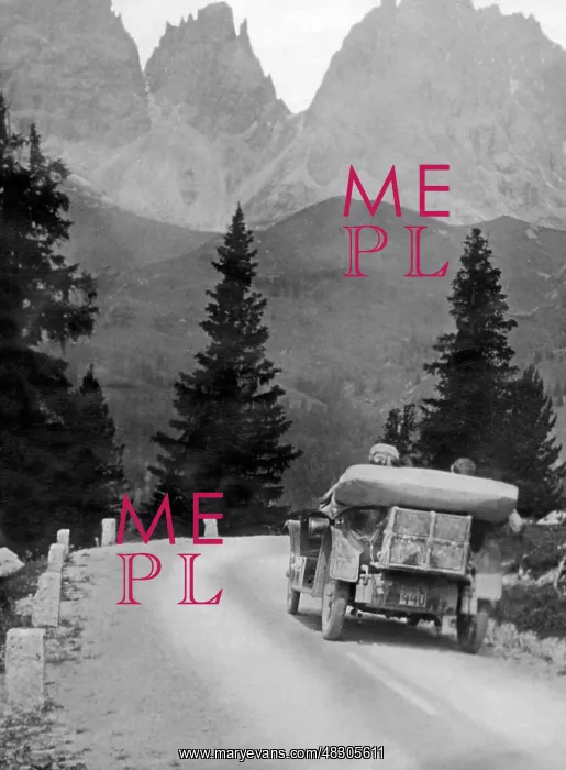 : Automobile on a mountain road, 1919 : Automobile on a mountain road, 1919